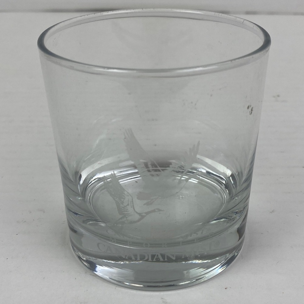 Canadian Must Lowball Cocktail Glass Clear Etched Logo Goose Drinkware Barware